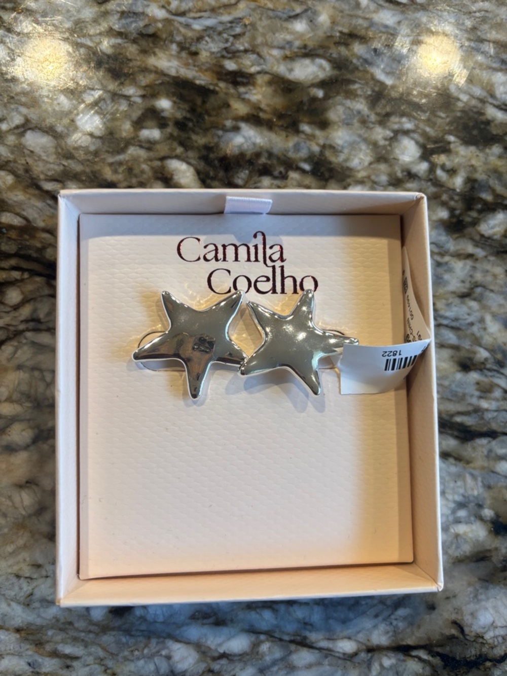 Camila Coelho Metallic Silver Star Stud Earrings